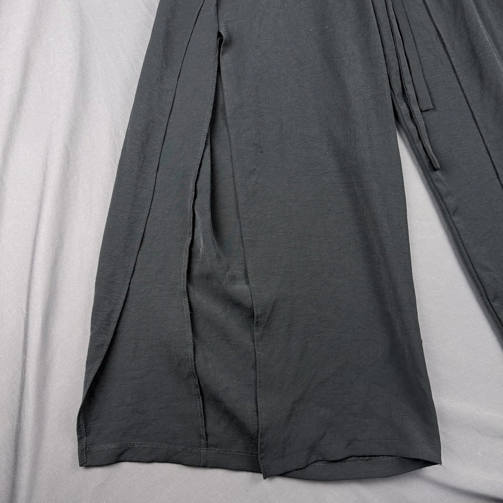 ZARA Black Wide Leg Flowy Palazzo Pants Tie Waist Resortwear Vacation Women's M - Picture 10 of 10